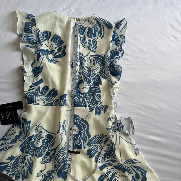 Lulus Bliss Seeker Blue and White Floral Print Ruffled Midi Dress NWT Medium - Picture 14 of 16